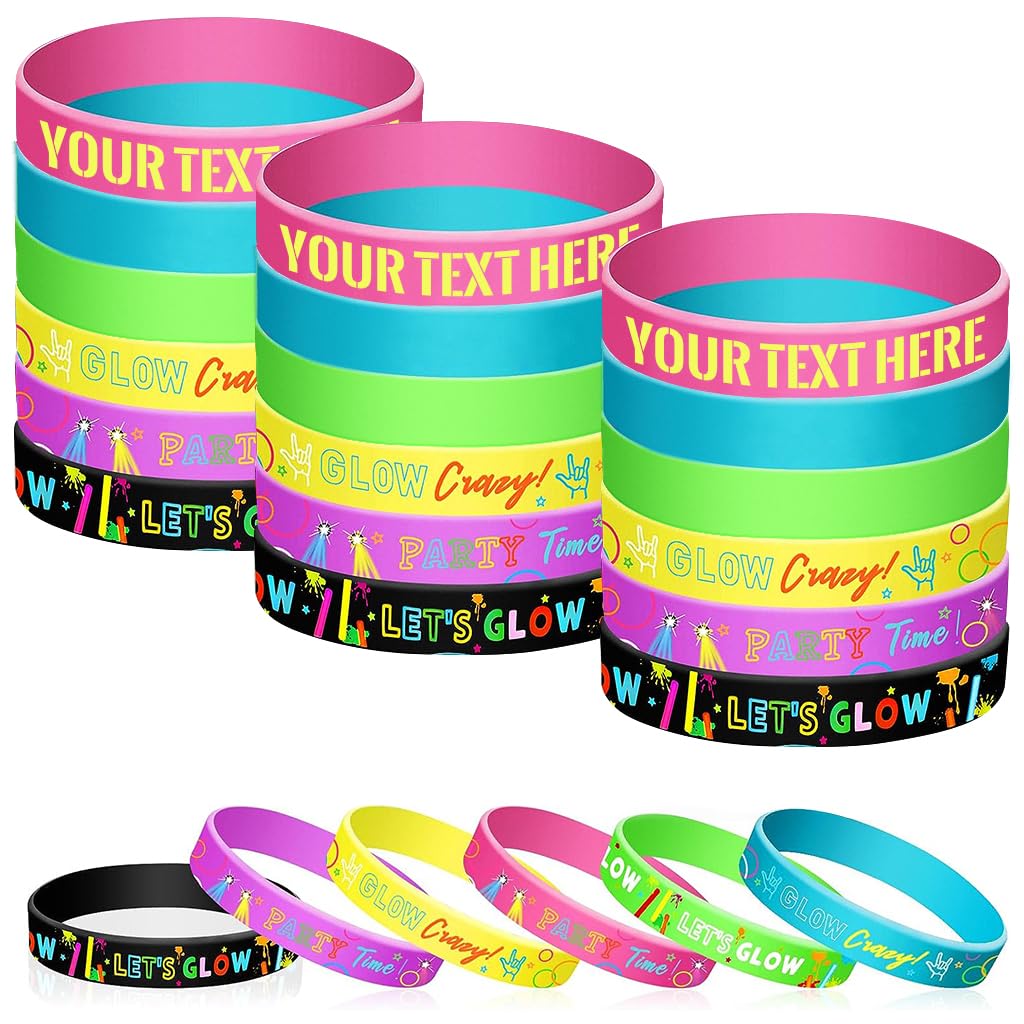 PATPAT 100Pcs Neon Custom Silicone Wristbands - Personalized Printed - Add a Message - Customizable Rubber Bracelets - Customized for Motivation, Events, Companies, Support, Fundraisers(Yellow) PATPAT 100Pcs Neon Custom Silicone Wristbands - Personalized Printed - Add a Message - Customizable Rubber Bracelets - Customized for Motivation, Events, Companies, Support, Fundraisers(Yellow)
